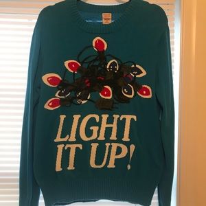blue christmas light sweater